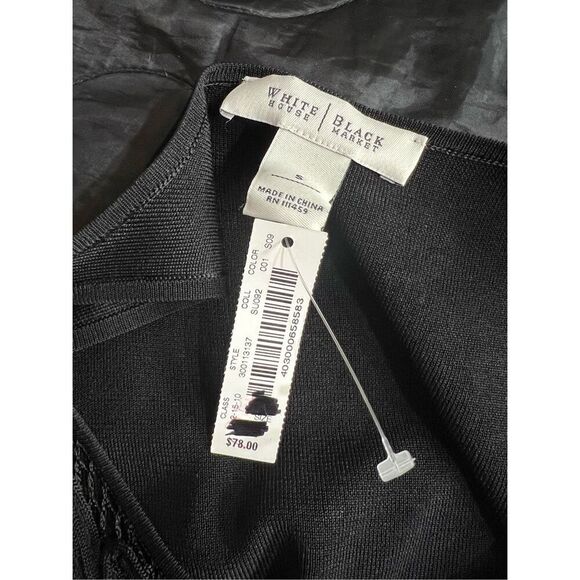 White House Black Market Tank Top Womens Small Black Crochet Soutache Trim NWT - Picture 3 of 7